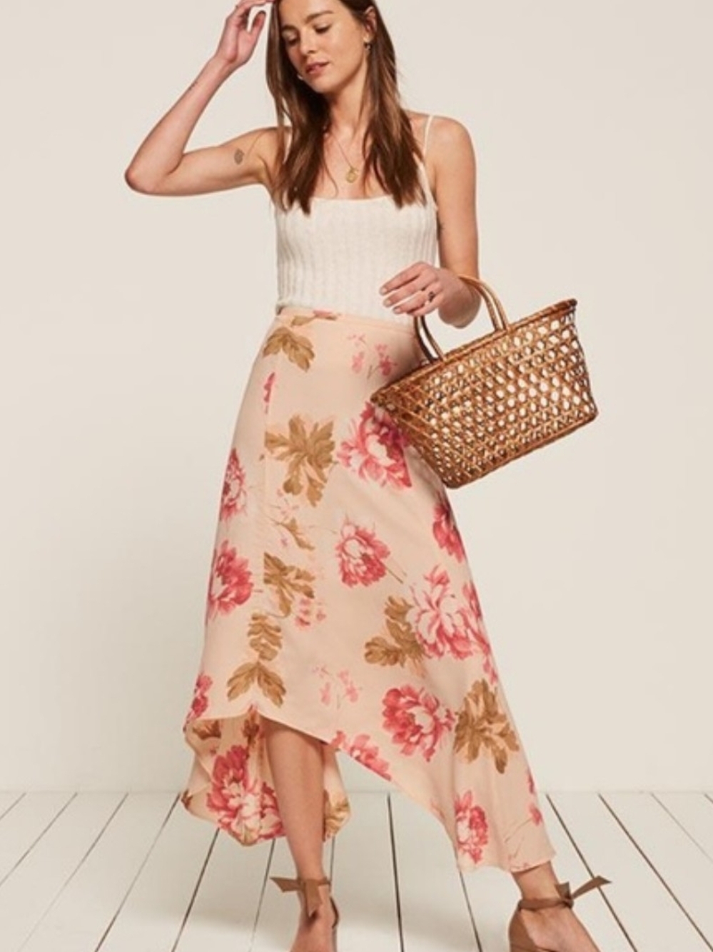 Reformation Wilde Midi Skirt Pink Floral | 4